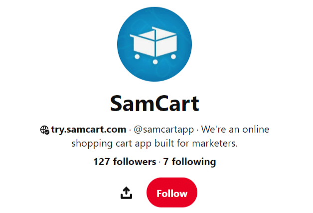 SamCart Pinterest Profile