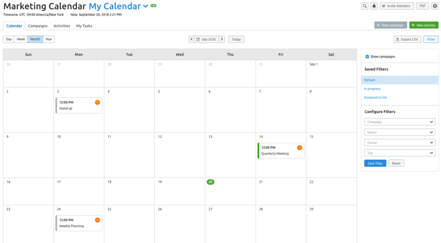 marketing calendar feature by semrush