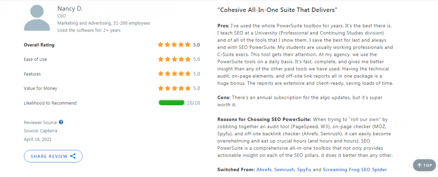 review-by-seo-powersuite-customers-on-Capterra