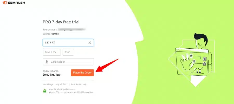 Semrush billing page