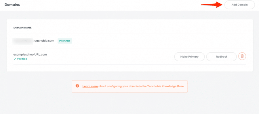 teachable custom domain
