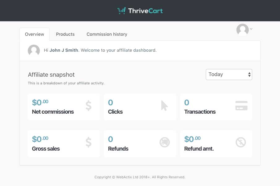 Thrivecart affiliate dashboard