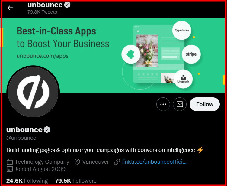 unbounce twitter profile