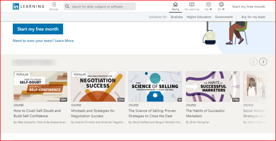 LinkedIn-Learning-Home-Page