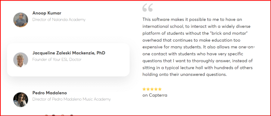 LearnWorlds Customer testimonials on Capterra