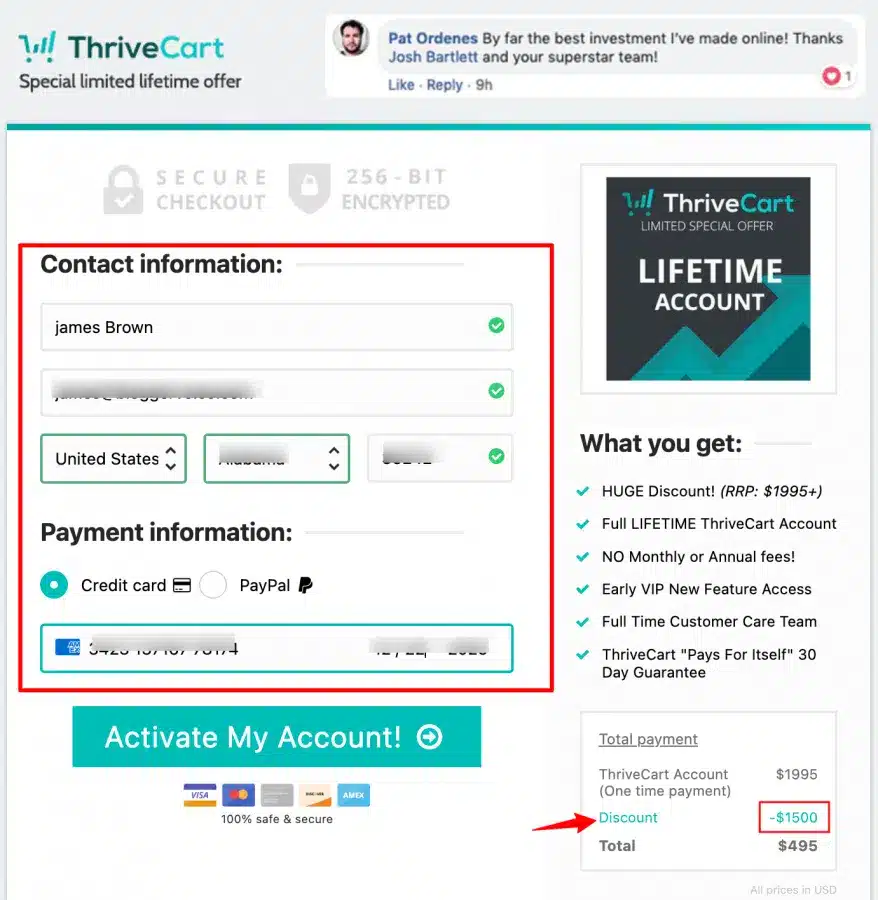 Thrivecart - Order Summary