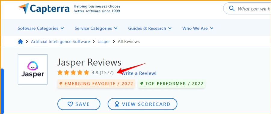 Jasper AI Customer Reviews On Capterra