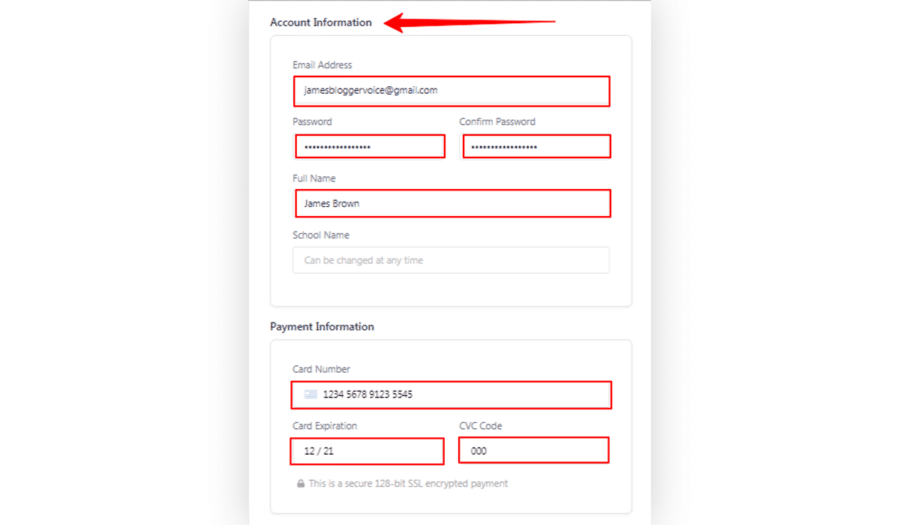 Account-details-on-Teachable-checkout-page