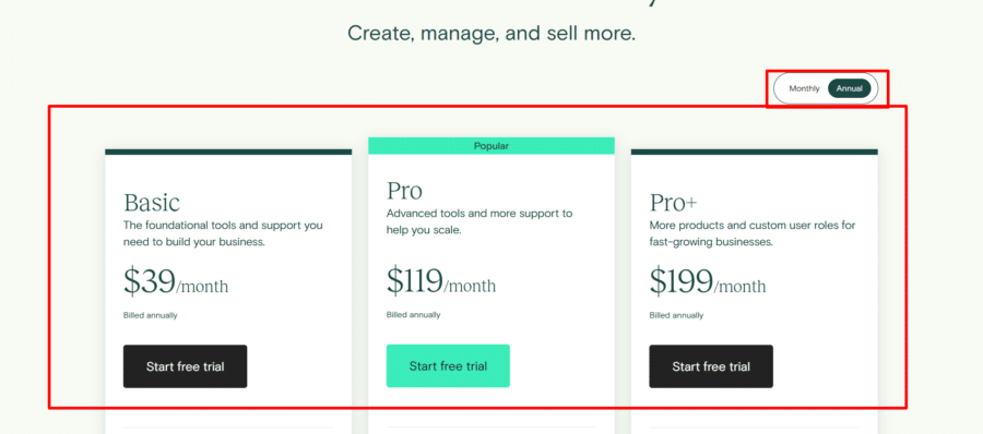 Teachable pricing plans Anually