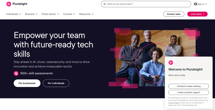 Pluralsight homepage