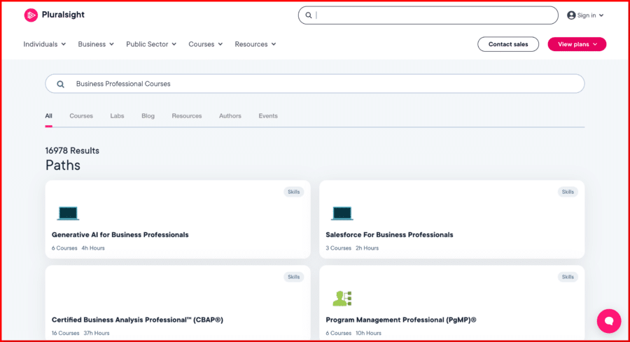 Pluralsight Business Professional Courses