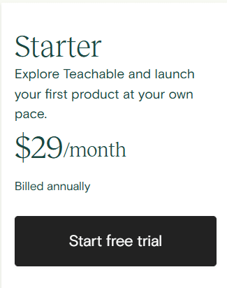 Teachable starter plan