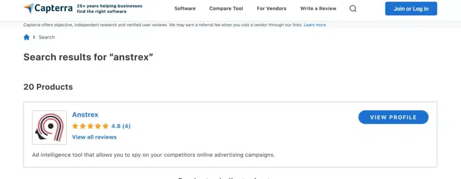 anstrex capterra testimonial