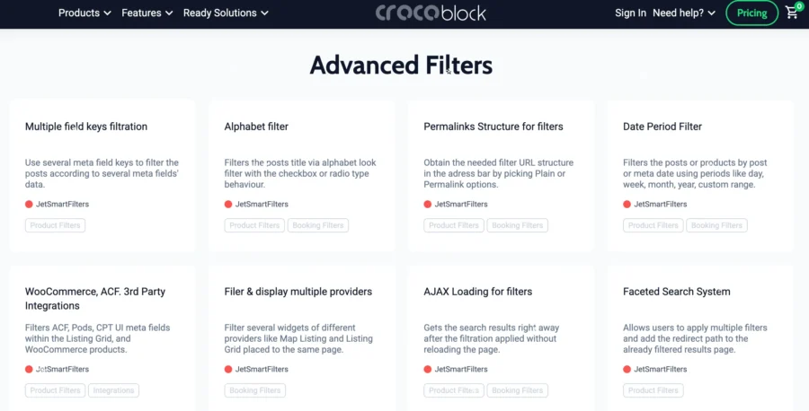 Crocoblock advanced filters