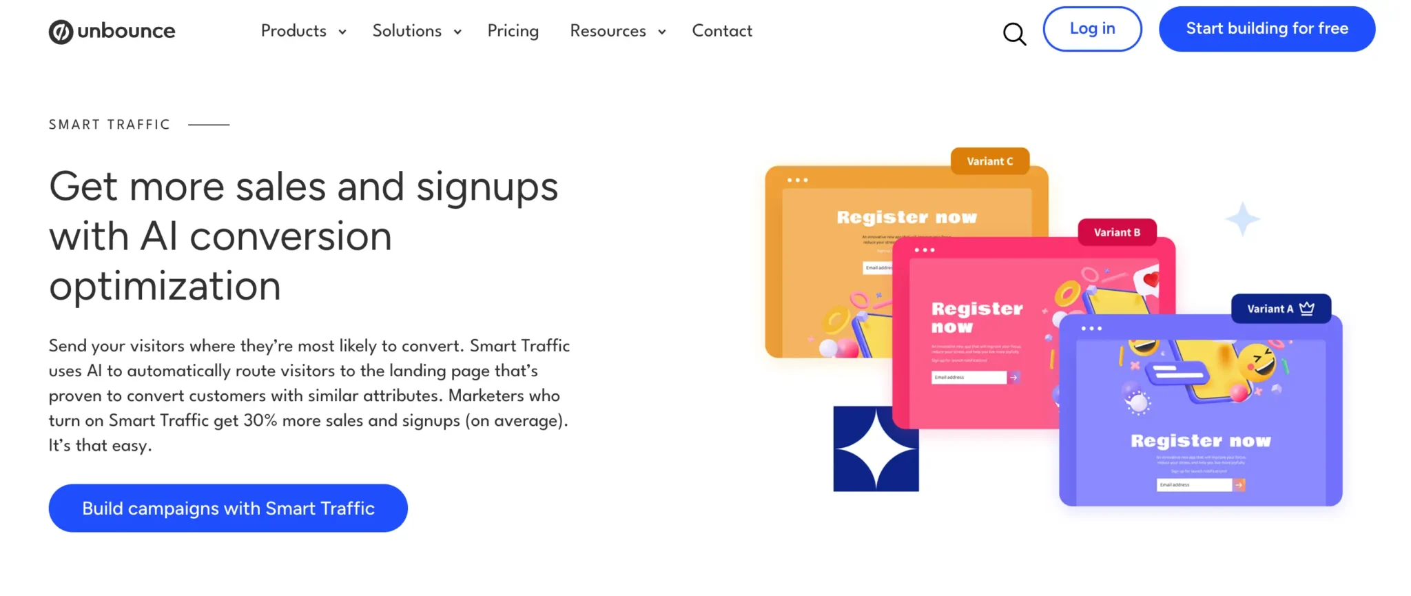 Unbounce smart traffic 