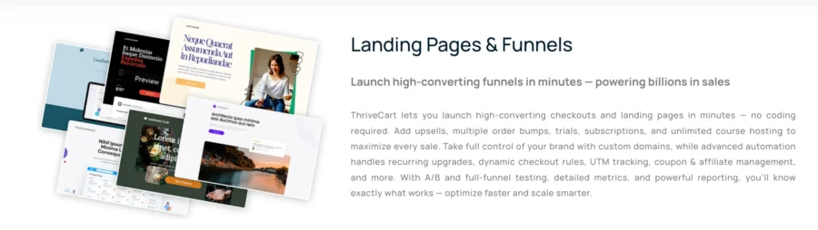 landing paes and funnel Thrivecart
