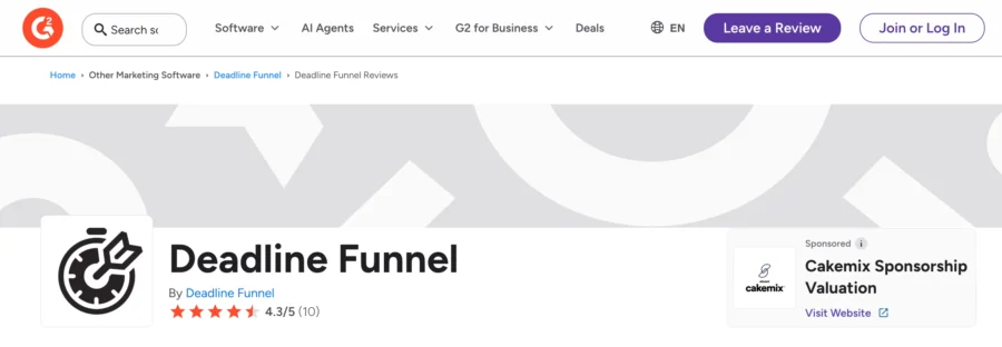 g2 deadline funnel review