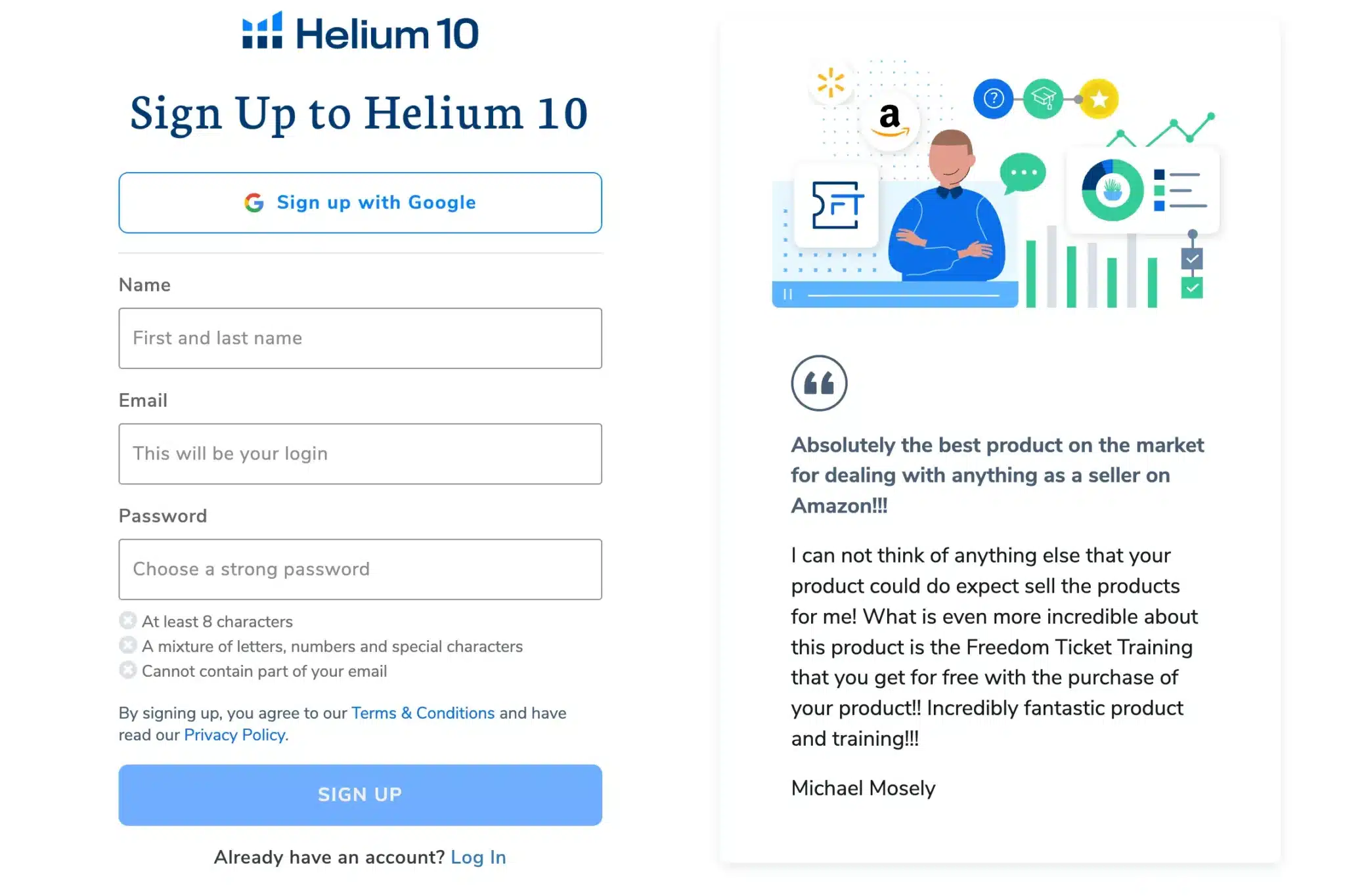 helim 10 sign up page