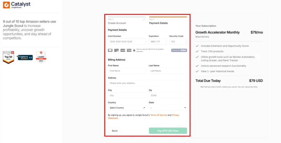 JungleScout Payment Page