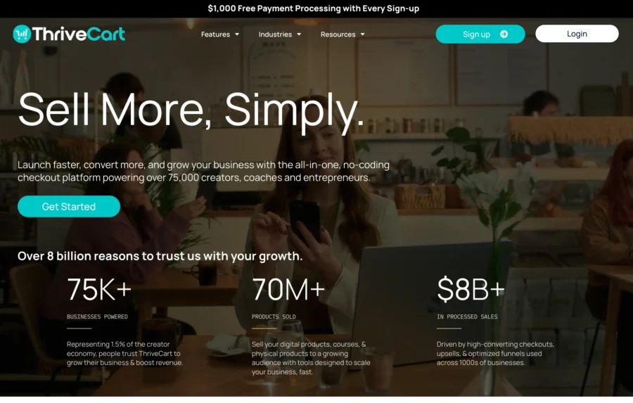 thriveCart home page
