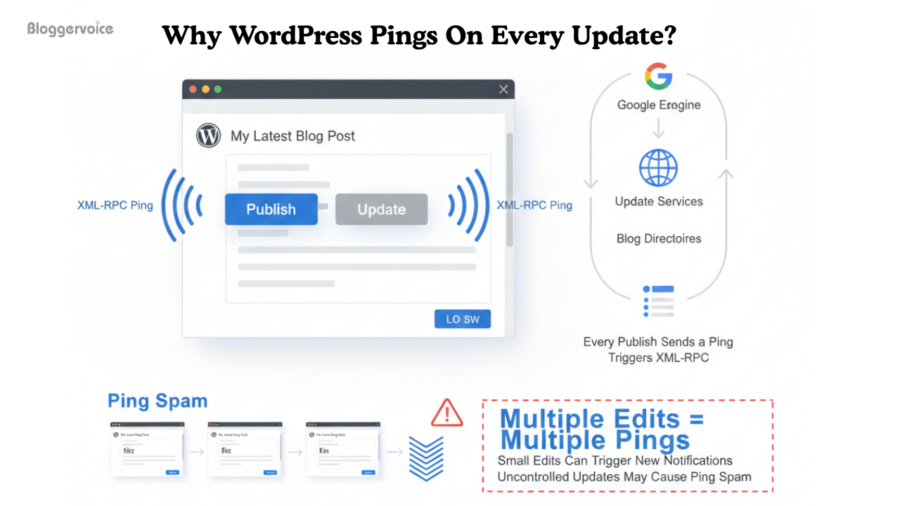 why wordpress pings on every update?