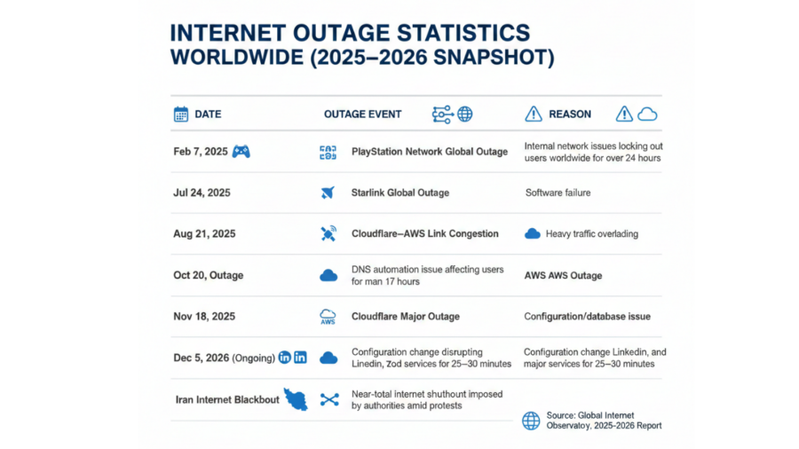 huge internet outage statistics worldwide (2025- 2026 Snapshot)