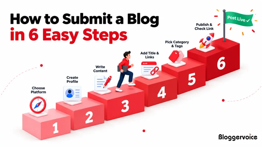 How to submit a blog on blog submission sites in 6 steps, from choosing a platform to checking your link