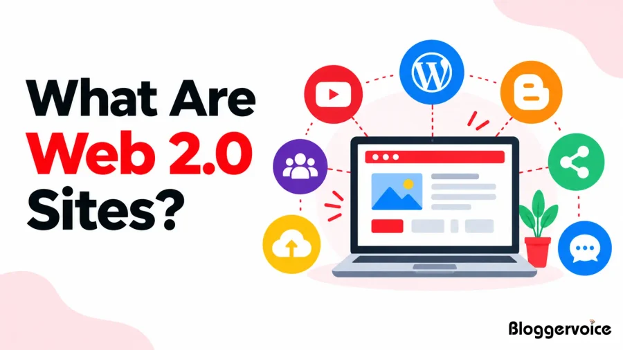 Web 2.0 sites are user-generated platforms like WordPress and Blogger where you can publish content and link back to your website.